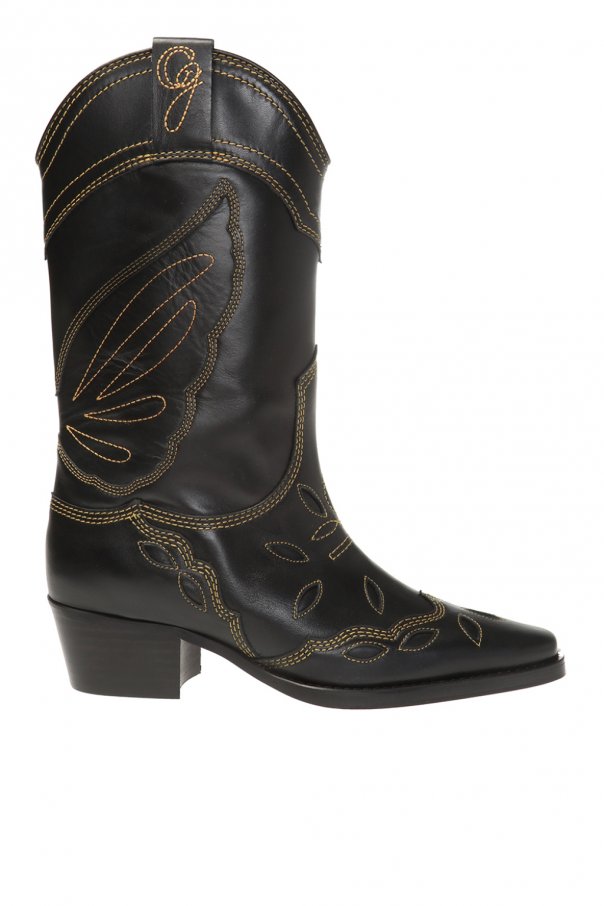 Ganni Leather boots with cut-outs