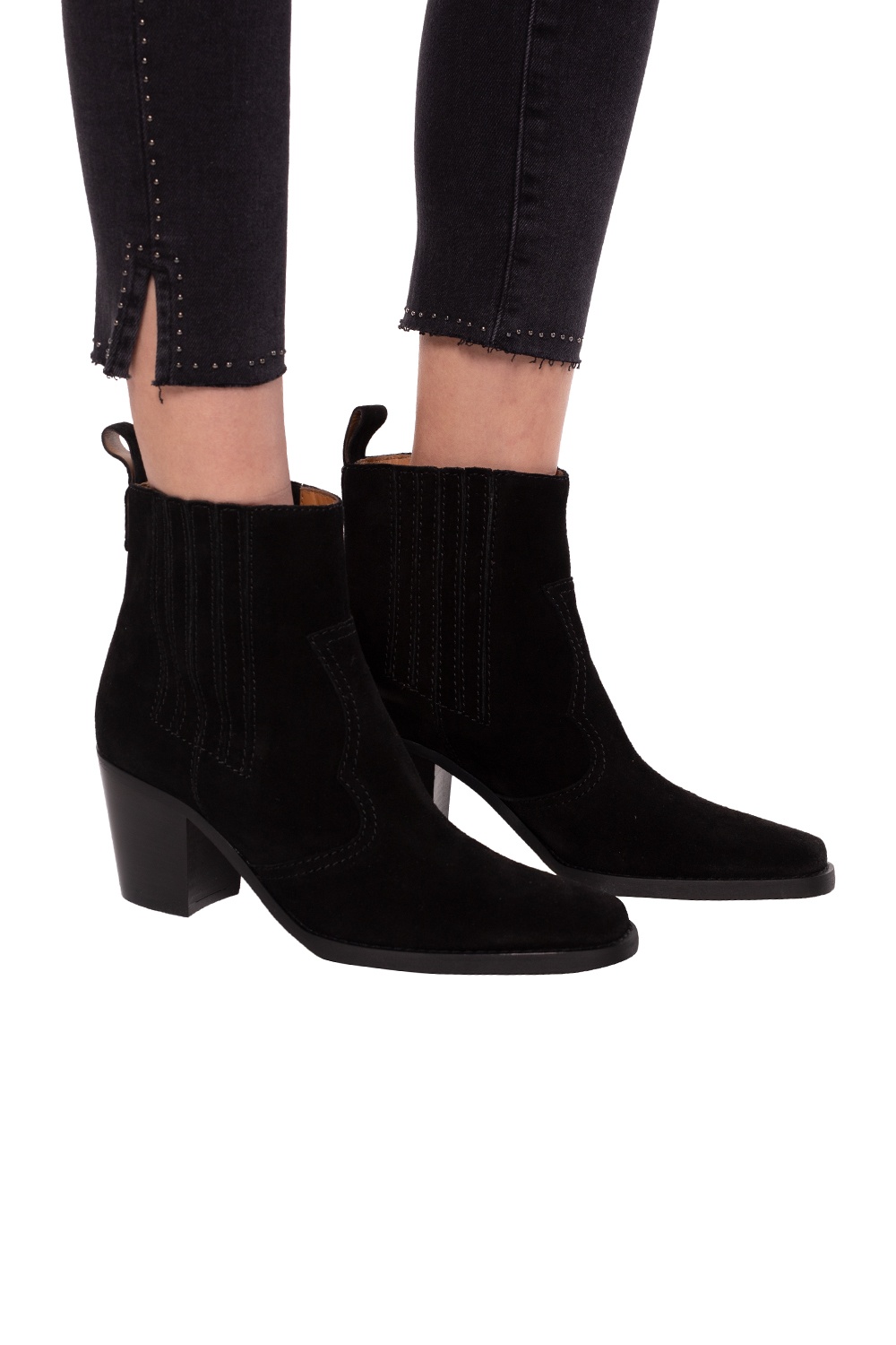 Ganni Suede heeled ankle boots