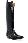 Ganni BLACK Leather cowboy boots