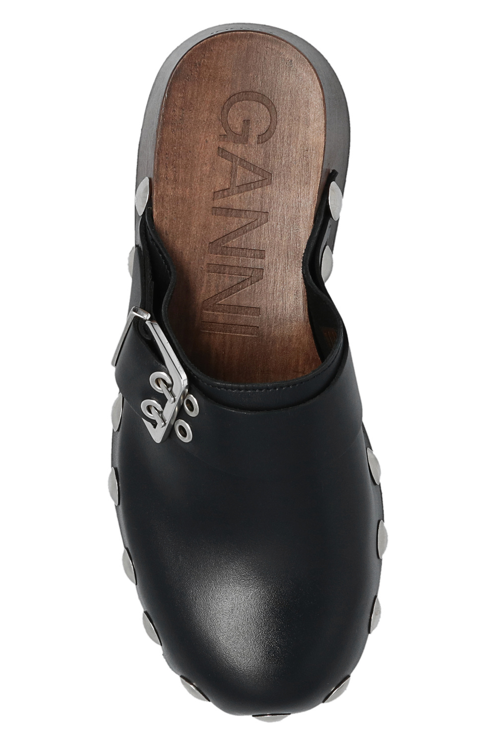 LOUIS VUITTON Black Leather Studs Sandal Flat Shoes EUR Size 36 JAPAN USED