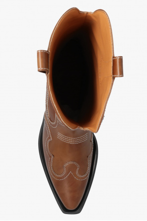 Ganni SANDRO polished-leather riding boots Black