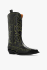 Ganni BLACK Leather cowboy boots