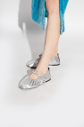 Ganni SILVER Ballet flats with logo