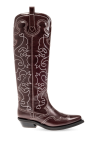 Ganni BROWN Leather cowboy boots