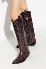 Ganni BROWN Leather cowboy boots