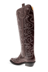 Ganni BROWN Leather cowboy boots