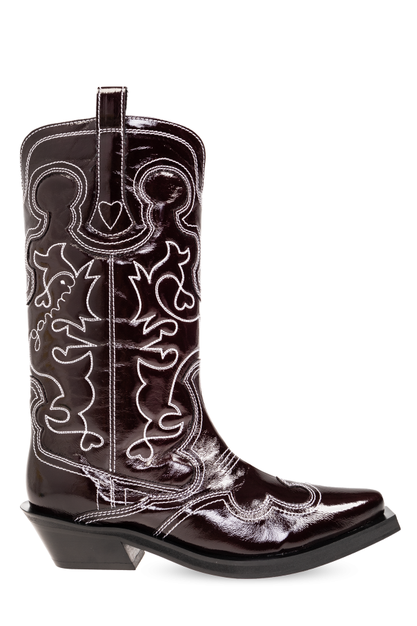 Ganni Cowboy boots with an embroidered pattern