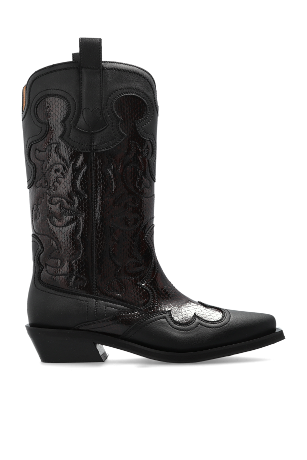 Ganni Cowboy boots with stitching