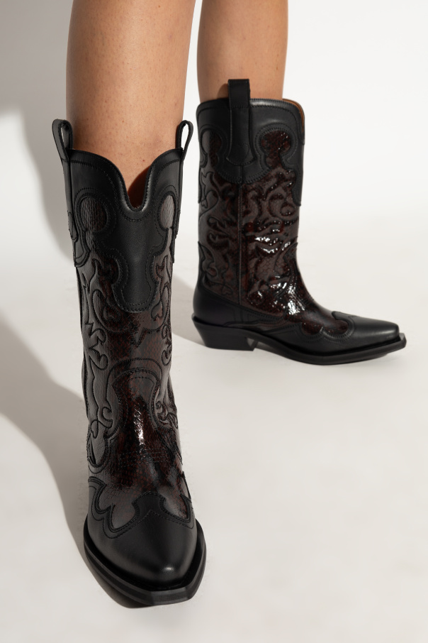 Ganni Cowboy boots with stitching