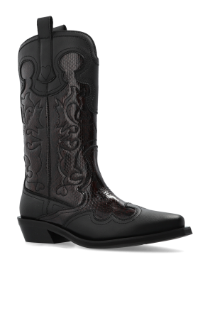 Ganni Cowboy boots with stitching