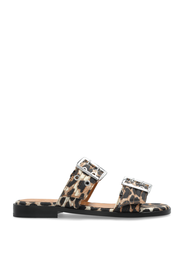 Ganni Animal Print Slides