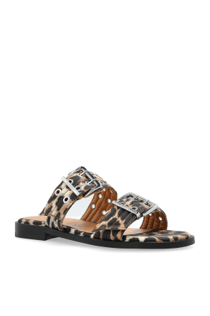 Ganni Animal Print Slides