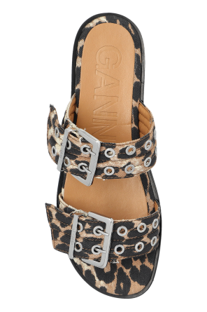 Ganni Animal Print Slides