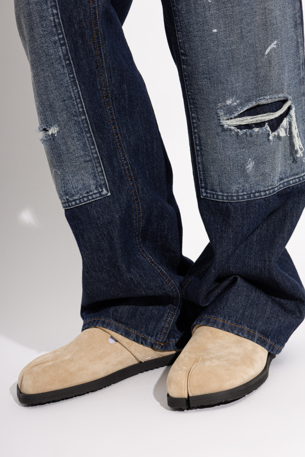 Maison Margiela Suede ‘Tabi’ cut-out slides