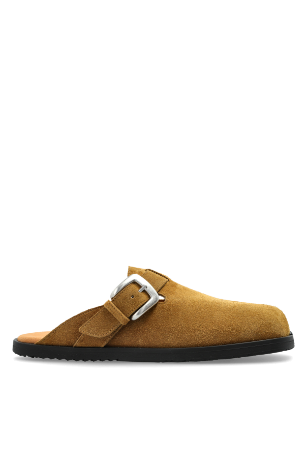 Suede mules with 