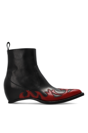 Leather wedge ankle boots