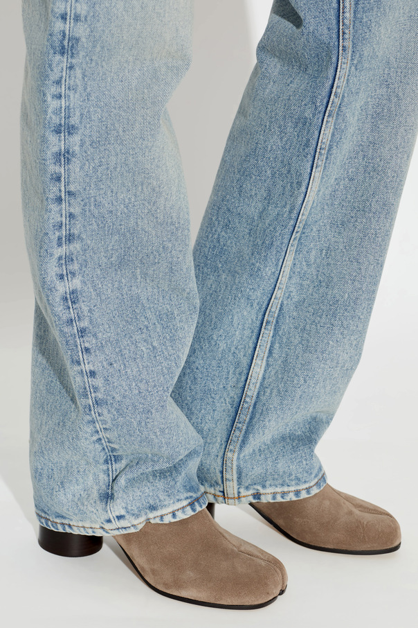 Maison Margiela Wildleder-Stiefeletten mit Absatz und Ausschnitt 'Tabi'