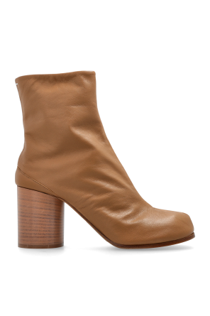 Heeled ankle boots with tabi cut-out