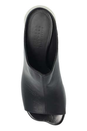 MM6 Maison Margiela Skórzane klapki na obcasie