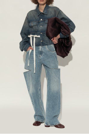 MM6 Maison Margiela Skórzane botki na obcasie