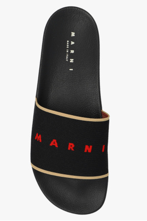 Marni Gold Marni striped logo-print sweatshirt