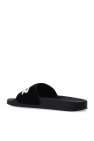 marni shearling-trim Slides with logo