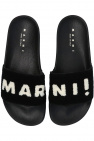 marni shearling-trim Slides with logo