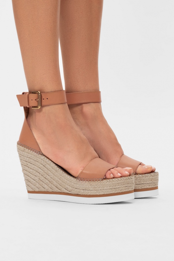 chloe leather wedges