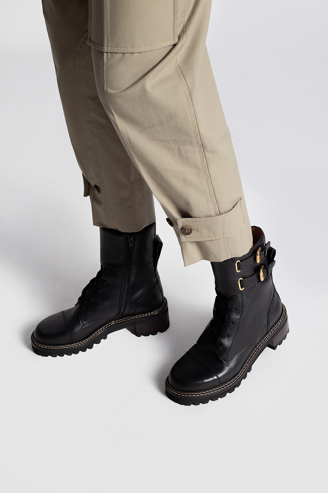 see by chloe combat boots black