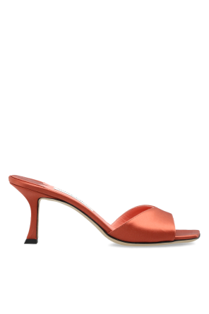 "Skye" satin heeled mules