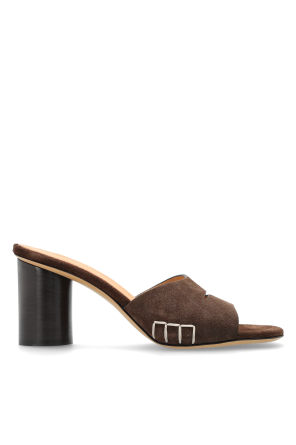 Suede heeled mules