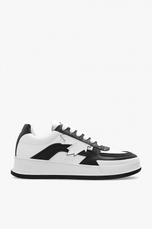 Lace-up sneaker nero a suede or full-grain leather upper