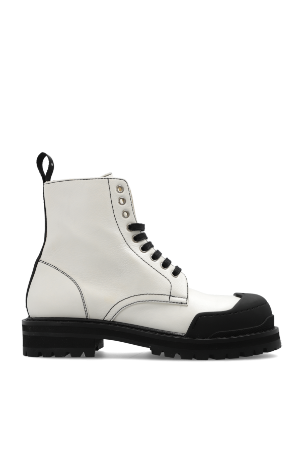Marni Leather combat boots with logo