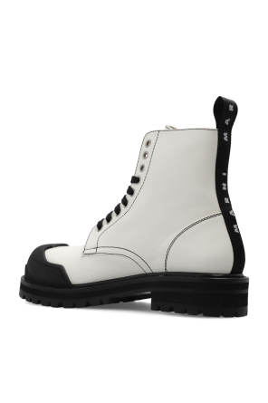 Marni Leather combat boots with logo