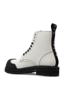 Marni cream Leather combat boots with logo