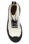 Marni cream Leather combat boots with logo