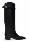 Balmain BLACK Leather knee-high boots