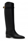 Balmain BLACK Leather knee-high boots