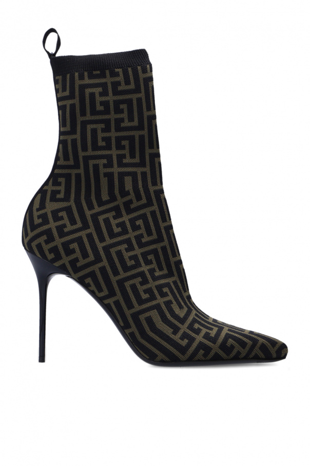 balmain belt Heeled ankle boots with sock