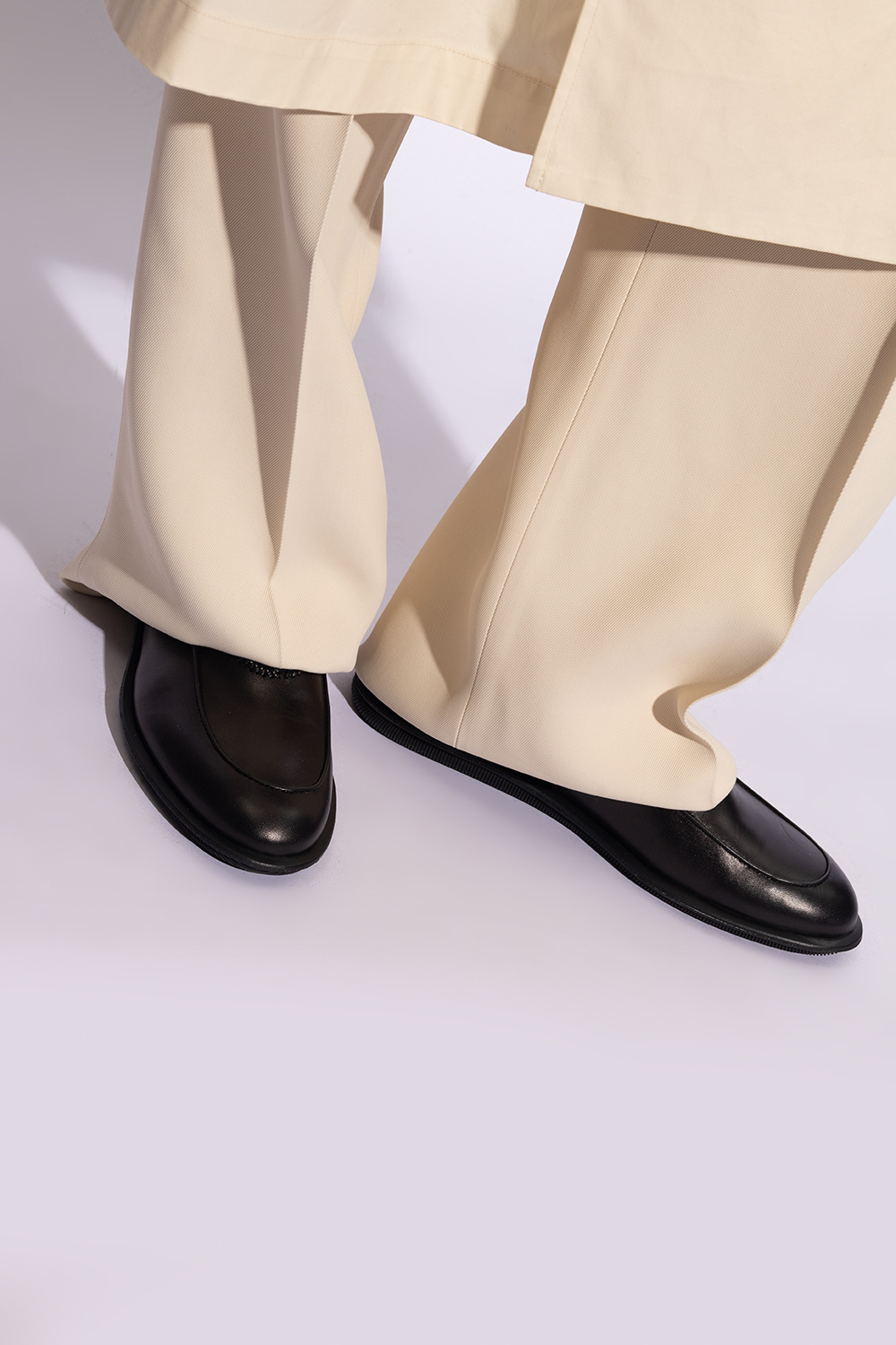 Giorgio Armani Leather Loafers In Black