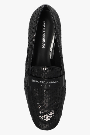 Emporio Armani pleated Sequinned loafers