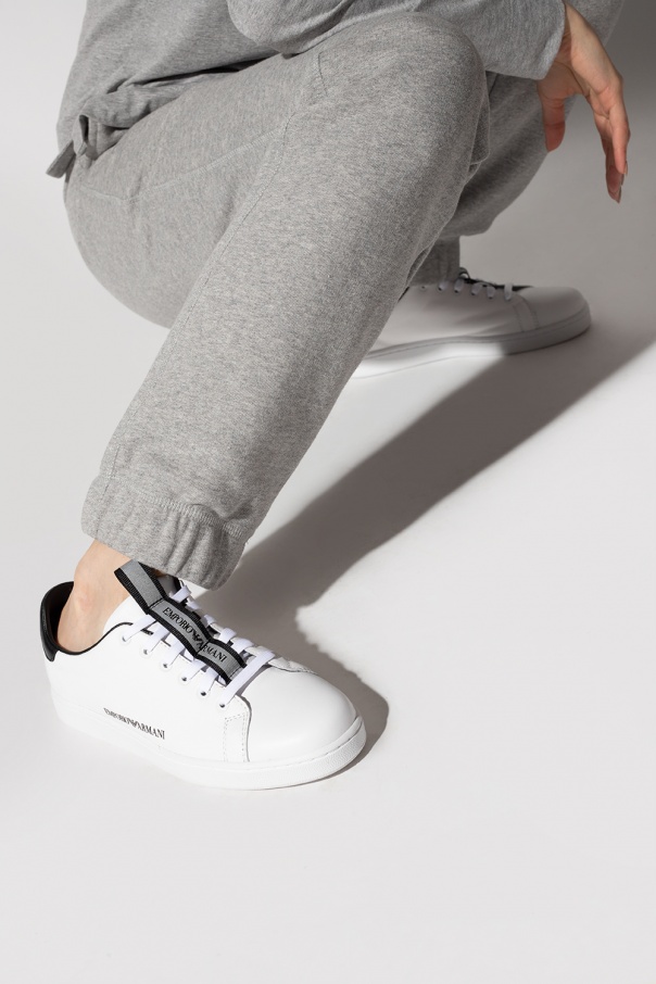 emporio armani clean leather back tab sneaker