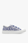 Emporio Armani Light Blue Cotton Shirt With Allover Logo Print