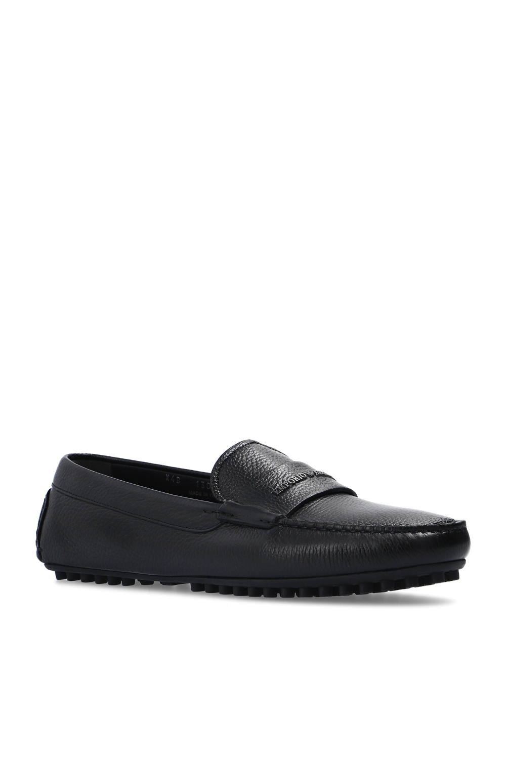 IetpShops | Emporio Armani Leather moccasins | GIORGIO ARMANI EMBROIDERED  SHIRT | Men's Shoes