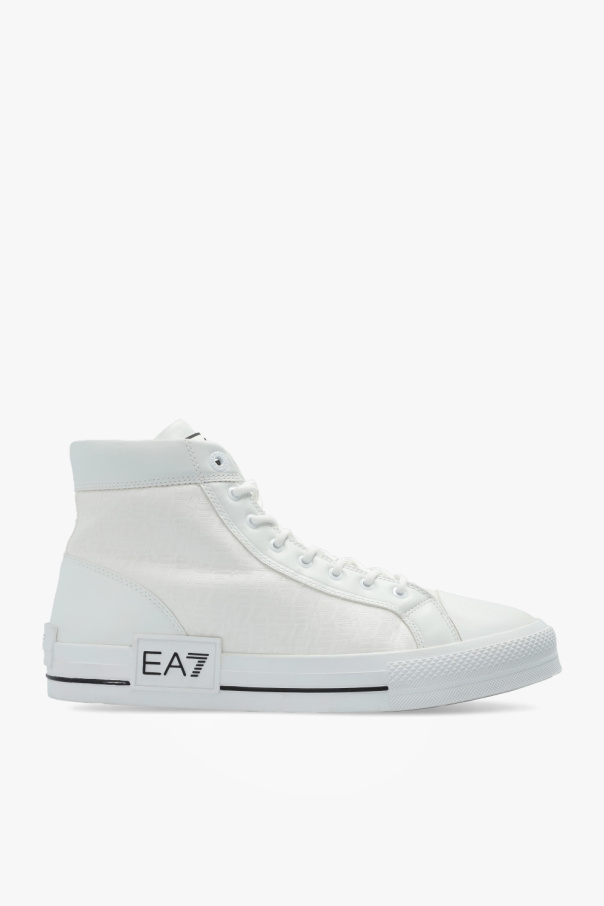 Emporio Armani Loungewear text logo t-shirt in white High-top sneakers