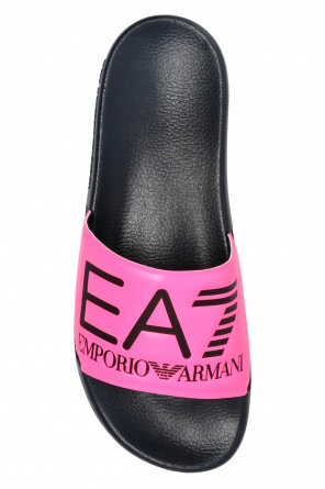 Shorts negros de felpa de rizo Visibility de Armani EA7 Slides with logo