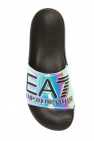 Ea7 Emporio Armani logo tapered-leg sweatpants Schwarz Logo-embossed slides