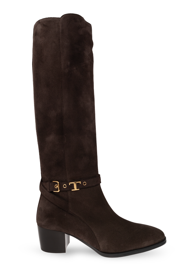 Suede knee-high boots with heel od Tod’s