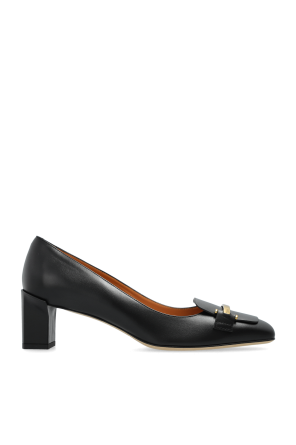 Leather high-heeled shoes
