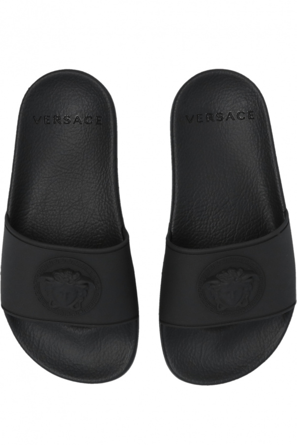 Versace Kids Sandals in raffia and leather